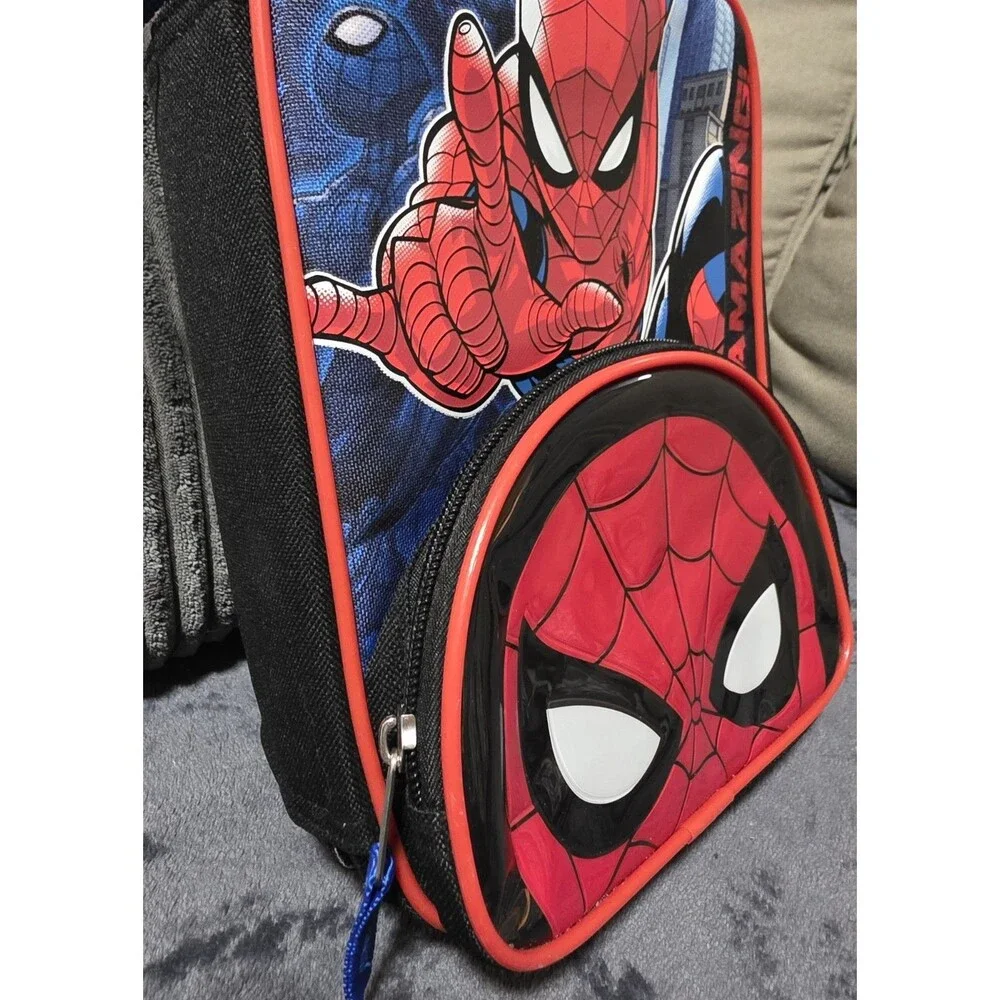 School Kids Spiderman 2pcLunchBagSet ZipUp LunchBox &Re-Usable Washable SnackBag